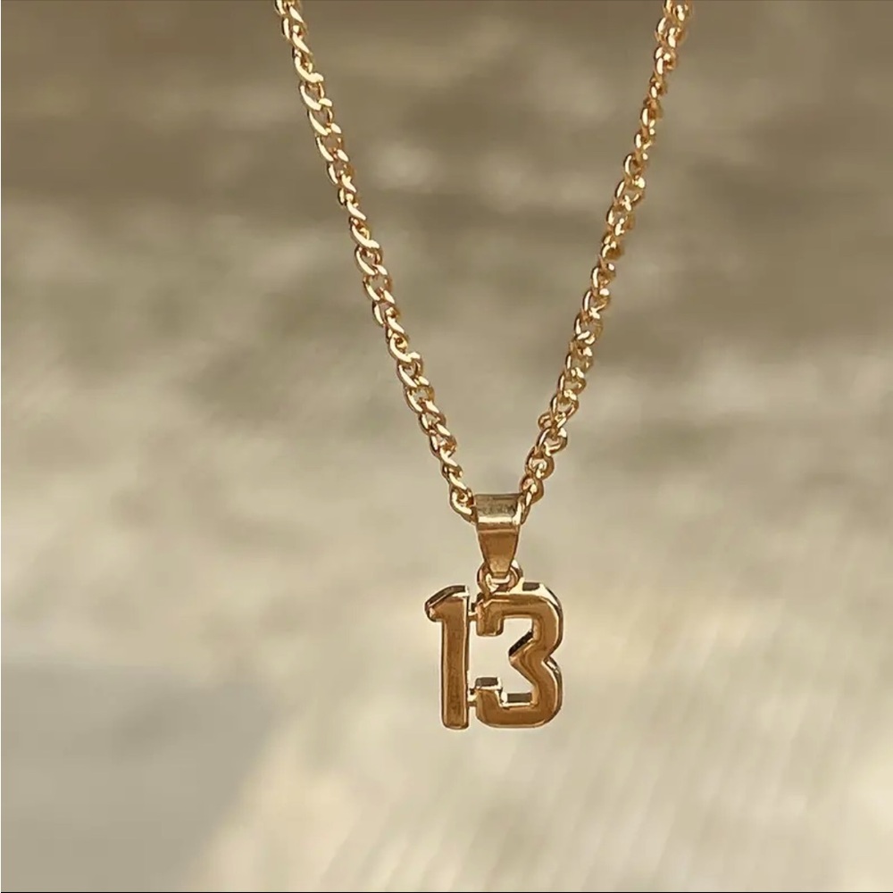 Number 13 Pendant Necklace, 13 Necklace